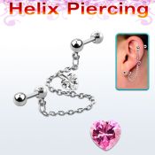 bber48 piercing helix cadena barbell acero quirurgico bolas 4mm 6mm conectado barbell acero 7cm zirconita corazon al por mayor