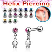 bber83 barbell helix acero quirurgico bola 4mm joya bisel lado bola 4mm acero liso colgante tulipan plata al por mayor