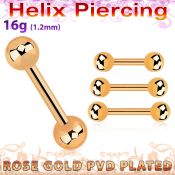 bbertt20 piercing helix barbell acero 316l pvd oro rosa bolas 4mm mayorista