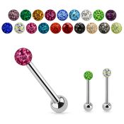 bbfr5 316l steel tongue barbell with 6mm ferido crystal ball