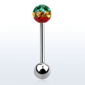 bbfr6r barbell lengua acero quirurgico bola 6mm multi cristal ferido rayas rasta bola acero liso 6mm venta