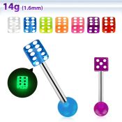 bbgldi barbell lengua acero quirurgico 316l dado 5mm brilla oscuridad 16mm venta