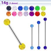 bbigt5 barbell industrial acero quirurgico bolas acrilicas glitter 5mm distribuidor