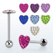 bbmtj5 barbell lengua acero quirurgico corazon plano cristal ferido bola 5mm acero 16mm al por mayor