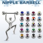 bbnpd12 barbell pezon acero quirurgico bolas 5mm joya bisel hombre colgando plata al por mayor
