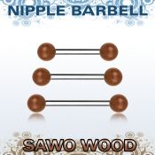 bbnpsw5 barbell pezon organico barra acero 316l bolas madera sawo 5mm distribuidor mayorista