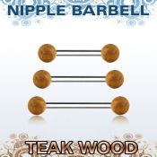 bbnpte5 barbell pezon organico barra acero 316l bolas madera teca 5mm venta