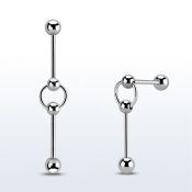 bbsl1d surgical steel industrial barbell 6mm balls