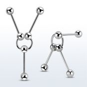 bbsl2d piercing ear scaffolding compuesto barbells acero quirurgico unidos un aro bola presion