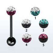 bbtfr5e barbell lengua acero quirurgico anodizado bola multi cristal ferido 5mm colores bola anodizada 5mm al por mayor