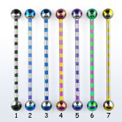 bbtrb barbell industrial acero quirurgico pvd rayas cebra bolas 5mm venta