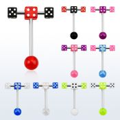 bbvdspn2 barbell lengua acero quirurgico dado acrilico uv 5mm cruzado por barbell 8mm dados 4mm 16mm distribuidor mayorista