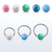 bcr20o6 316l steel ball closure ring 20g 3mm synthetic opal ball