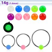 bcrgl6l aro bola presion diametro acero 316l bola 6mm acrilico brilla oscuridad usar como arete distribuidor mayorista