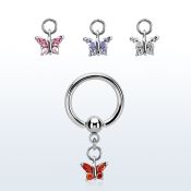 bcrgz589 aro bola presion acero 316l colgante mariposa zirconia mayorista