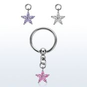 bcrsz413 aro bola presion acero 316l colgante flor zirconia plata mayorista