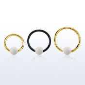 bcrt20o4 pvd plated 316l steel bcr 20g w 4mm synthetic opal ball