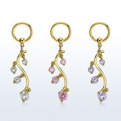 bcrtgz1 aro bola presion acero 316l pvd dorado racimo uvas colgado tres zirconia distribuidor