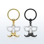 bcrts507 aro bola presion acero 316l pvd negro dorado colgante bigote gafas distribuidor