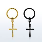 bcrtscrs aro bola presion acero 316l pvd negro dorado colgante liso cruz simple distribuidor