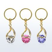 bcrtsz9 aro bola presion acero 316l pvd dorado colgante zirconia redonda ajustada presion oro mayorista