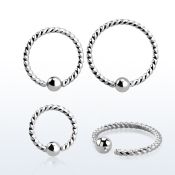 bedr18w surgical steel fixed bead ring in twisted wire design