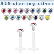bilbh labret bio flexible transparente corazon plata esterlina cristal centro distribuidor