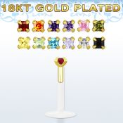 bilbqzrg labret bio flexible transparente plata 925 oro 18 kts zirconita cuadrada 2mm venta