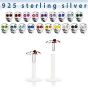 bilbsk labret bio flexible transparente plata esterlina calavera ojos cristal distribuidor mayorista