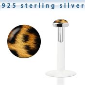 bilg35 labret bio flexible transparente plata esterlina presion 3mm logo piel leopardo venta