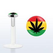 bilg3 labret bio flexible transparente plata esterlina presion 3mm hoja marihuana negra fondo rayas rasta venta