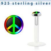 bilg9 labret bio flexible transparente plata esterlina presion 3mm logo paz bandera gay mayorista