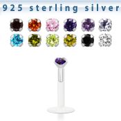 bilz25m labret bio flexible transparente plata esterlina zirconita redonda 2 5mm distribuidor