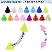 blk148 surgical steel eyebrow banana with 3mm acrylic uv cones