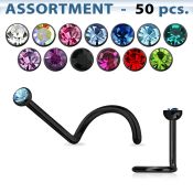 blk176 anodized 316l steel nose screw w colored crystal top