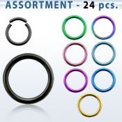 blk222b surtido piercings 24 aros segmento acero quirurgico pvd mayorista