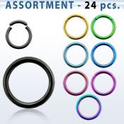 blk222c surtido piercings 24 aros segmento acero quirurgico pvd distribuidor