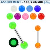 blk268 316l tongue barbell with a 5mm glow in the dark ball