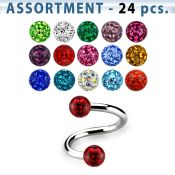 blk284 316l eyebrow lip spiral w 3mm ferido ball w resin