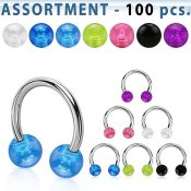 blk28 316l circular barbell with a 5mm acrylic uv ball