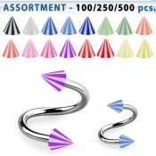 blk376 316l steel eyebrow spiral with 3mm acrylic beach cone