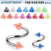 blk382 316l steel eyebrow spiral with 3mm acrylic checkered cone
