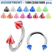 blk384 316l steel circular barbell w 3mm acrylic checkered cone