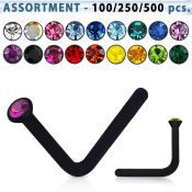 blk423 surtido piercings surtido piercing nariz l acrilico negro cristal redondo 1 5mm distribuidor mayorista