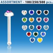 blk427 surtido piercings surtido piercing nariz hueso acrilico claro corazon cristal redondo centro 1 4mm distribuidor mayorista