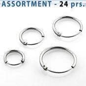 blk428 surtido piercings 24 pares aros oreja plata esterlina 925 lisa al por mayor