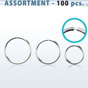 blk435 surtido venta por mayor aros nariz plata 100 aros nariz continuos plata esterlina 925 1mm distribuidor