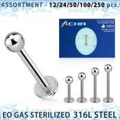 blk470 surtido piercings surtido 250 50 piercings esterilizados labrets acero quirurgico 316l bola 3mm 6mm 16mm al por mayor