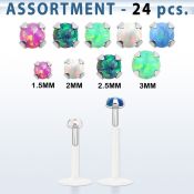 blk580 bulk of bio flex labrets w prong set synthetic opal tops