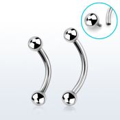 bnebin 316l steel eyebrow banana with threaded 3mm ball